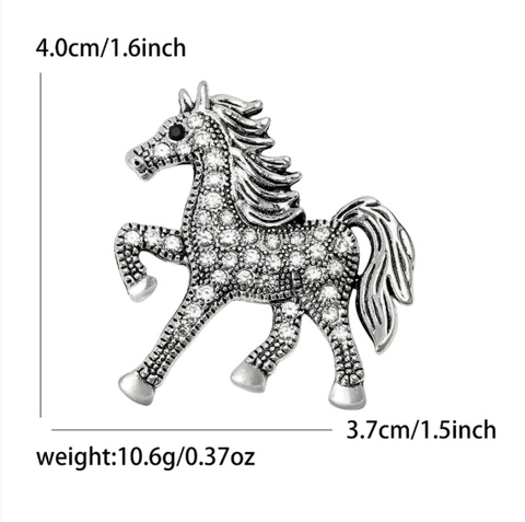 Vintage Spilla Cavallo in Corsa in Lega di Zinco Lussuosa con Strass Incastonati Spilla di Moda Accessorio per Gioielli Animali per Donna