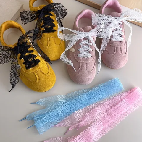 Stringhe in Pizzo con Fiocco Balletcore da Donna Con Accessori in Perle Artificiali Stile Coreano Stringhe in Nastro per Sneakers Scarpe Casual