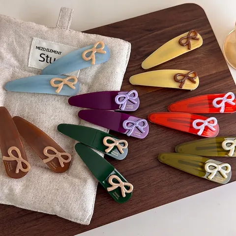 Pince à Cheveux Nœud en Acétate Style Français Douce Pince Latérale Triangulaire pour Femmes Accessoires de Cheveux Faits à la Main Colorés