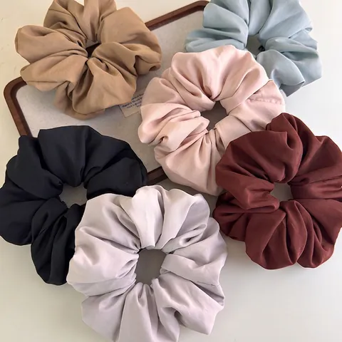 French Style Solid Color Fabric Scrunchies Simple Versatile Handmade Pleated Elastic Hair Bands Ponytail Holder Accessories For Women