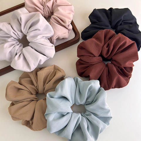 French Style Solid Color Fabric Scrunchies Simple Versatile Handmade Pleated Elastic Hair Bands Ponytail Holder Accessories For Women
