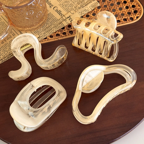 Pinze per Capelli Geometriche Francesi Retro Gelatina Ambra per Donna Elegante Clip per Capelli Squalo Marmo PC Accessori