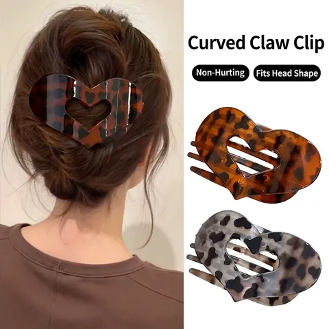 Pinza para el Cabello de Leopardo Carey para Mujer Diseño Plano Horquillas de Resina PC Elegantes Accesorios de Diario