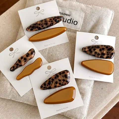 Mollette per Capelli in Acetato Moda Coreana Eleganti Clip a Becco d'Anatra Geometriche a Macchia d'Olio per Donna
