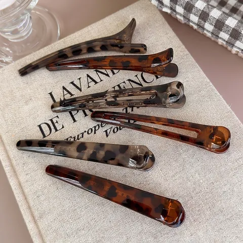 Vintage Leopardenmuster Schildpatt Haarclips Harz Schnabelclips Rutschfeste Haarnadel Für Damen Haarstyling Accessoires
