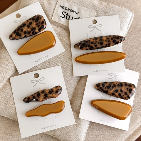 Mollette per Capelli in Acetato Moda Coreana Eleganti Clip a Becco d'Anatra Geometriche a Macchia d'Olio per Donna