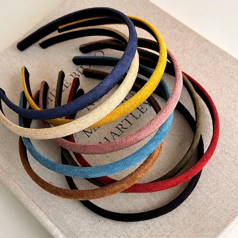 Diadema Delgada de Gamuza Mate Vintage Color Sólido Antideslizante de Terciopelo Elegantes Accesorios para el Cabello Mujer