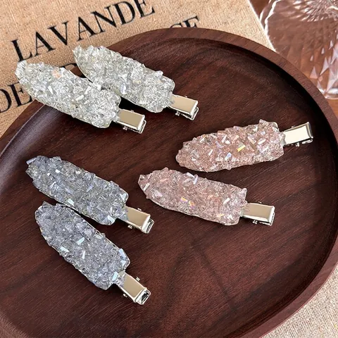 Kristall Bruchstein Entenschnabel Haarklammer Legierung Silber Geometrisch Nahtlos Seitenclip Für Damen Täglich Haarschmuck