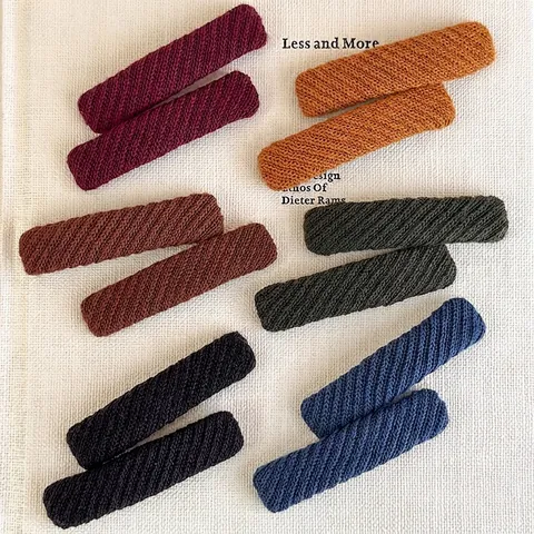 Pinzas para el Cabello BB de Hilo de Punto Vintage Coreano para Mujer Horquillas de Color Sólido Hechas a Mano