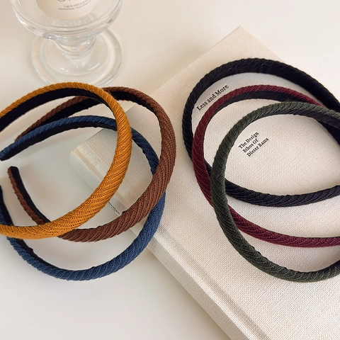 Korean Style Knitted Ribbed Headband For Women Thin Soft Yarn Hair Hoop Face Washing Daily Ribbed Fabric Hair Accessory
