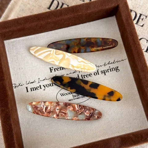 Französisch Vintage Acetat Haarspange Für Frauen Marmor Schildpatt Muster Oval Entenschnabelklemme Handgefertigt Elegant Haarschmuck
