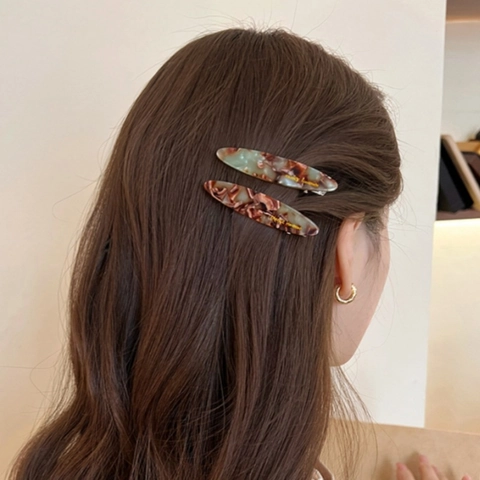 Französisch Vintage Acetat Haarspange Für Frauen Marmor Schildpatt Muster Oval Entenschnabelklemme Handgefertigt Elegant Haarschmuck