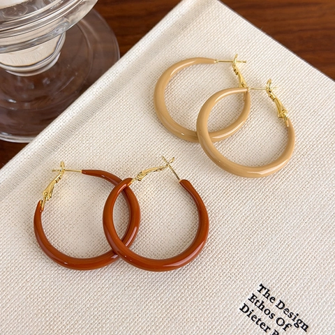 Orecchini a Cerchio in Smalto Vintage per Donna Minimalisti Grandi Orecchini a Cerchio a Forma di C in Lega di Ferro Retro