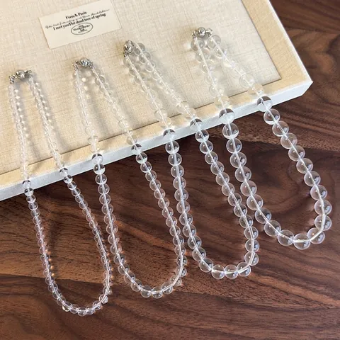 Elegante Perlenhalskette Aus Klarem Glas Transparente Runde Perlen Schlüsselbeinkette Mit Magnetischem Metallverschluss Koreanischer Stil Schmuck Für Damen Halsketten