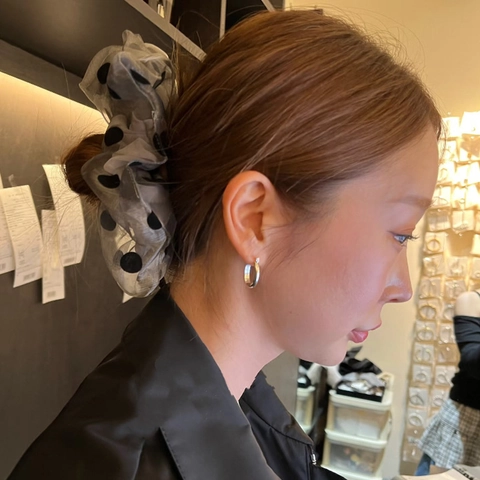 Coletero de Lunares de Organza de Gran Tamaño de Estilo Coreano Elegante Atadura de Pelo de Doble Capa Volantes de Malla para Mujer Accesorios Pelo