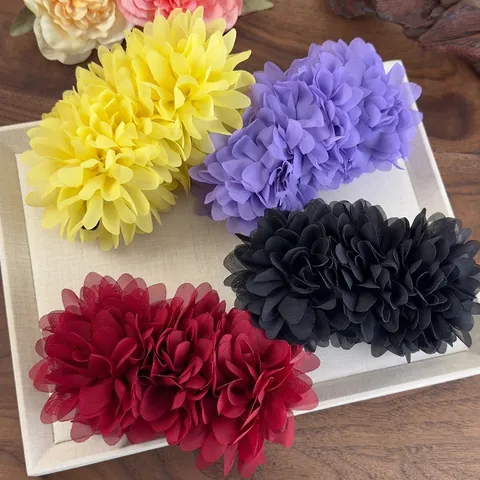 Pinza de Banana con Flor Elegante de Gasa Tejido Floral Pinza para Coleta para Mujer Boda Estilo Accesorios para Cabello