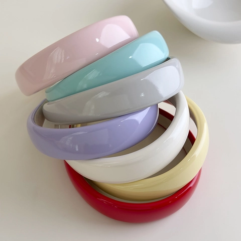 Shiny PU Leather Padded Headband Candy Color Thickened Sponge Hair Band For Women Fashion Hair Accessories Sweet Style Headwear