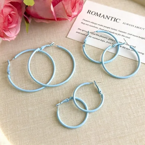 Orecchini a Cerchio Blu Opaco Semplici e Freschi per Donna Cerchi in Ferro Lacca a Forno Minimalista Accessori Moda Dolci Geometrici