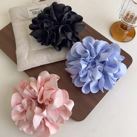 Großes Blütenblatt Satin Haargummi Wald-Stil Französisch Eleganter Haarseil Elastisches Haarband Für Damen Modischer Haarschmuck