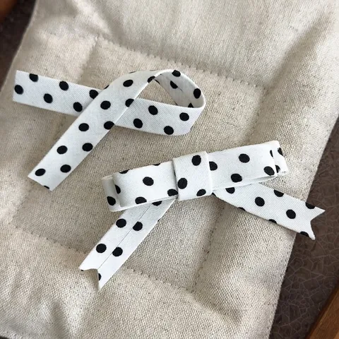 Polka Dot Schleife Haarspangen Im Koreanischen Stil Für Damen Weiße Stoff Entenschnabel Clips Vintage Haarspangen Süßer Haarschmuck