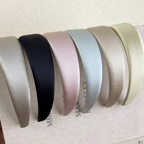 Diadema para Mujer Elegante Parte Superior Craneal Alta Satén Liso Engrosada Puffy Esponja Minimalista Hecho a Mano Color Sólido Accesorios Cabello