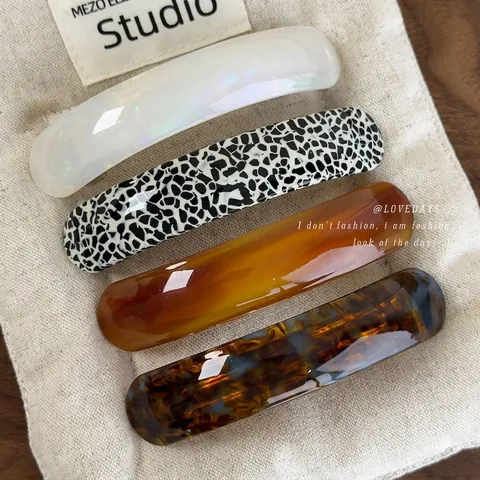 Retro Acetate Geometric Curved Hair Clip For Women Niche Design High-end Spring Clip Leopard White Tortoise Shell Hairpin