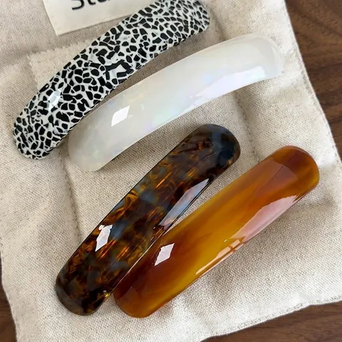 Retro Acetate Geometric Curved Hair Clip For Women Niche Design High-end Spring Clip Leopard White Tortoise Shell Hairpin
