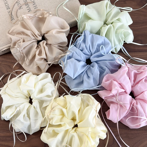 Elastici per Capelli Grandi in Stile Balletto Francese con Nastro in Organza Tessuto di Raso Fiocco Dolce per Donna