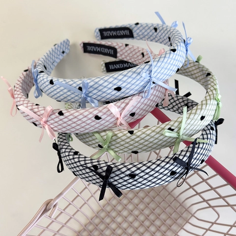 Cerchietto Dolce Con Fiocco Scozzese Tessuto Con Motivo a Cuore Fascia Per Capelli Accessori Per Capelli Per Donna E Ragazza
