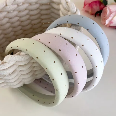 Diadema Acolchada de Esponja con Lunares en Colores Pastel para Mujer Diadema de Tela Minimalista Coreana para Lavado de Cara Diario
