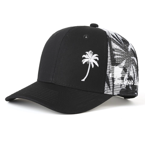 Summer Fashion Coconut Tree Embroidered Baseball Cap Mesh Trucker Hat For Men Women Sun Protection Travel Outdoors Casual Adjustable Hat