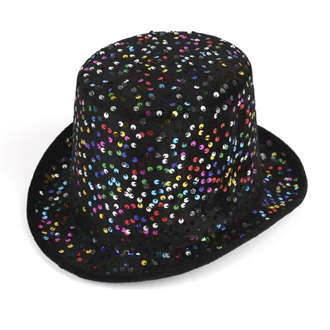 Mode Pailletten Zylinder Für Damen Herren Glitzer Jazz Hut Für Bühne Performance Party Karneval Magie Show Polyester Hut