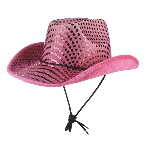 Glänzend Pailletten Western Cowboy Jazz Hut Für Bühne Performance Party Kostüm Hut Mit Verstellbarem Windseil Unisex Fedora