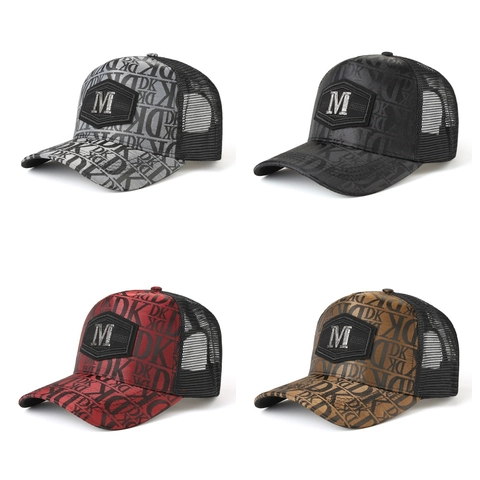 Gorra de Camionero de Malla Transpirable Unisex Estampado de Monograma Gorra de Béisbol Protección Solar Ajustable Para Hombre Mujer