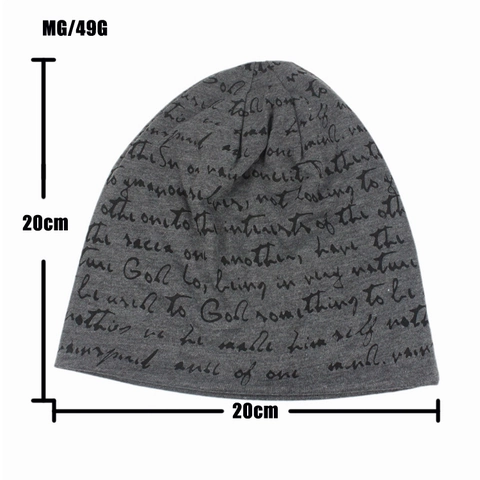 Bonnet Slouchy Unisexe en Mélange de Rayonne Tricoté Impression Lettres Cursives Bonnet Turban Doux pour Automne Hiver Mode Bonnet