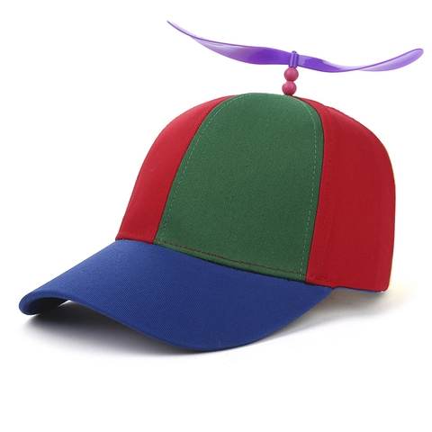 Grappige Propeller Helikopter Hoed Multicolor Patchwork Katoen Canvas Honkbalpet Voor Volwassenen En Kinderen Feest Kostuum Accessoires