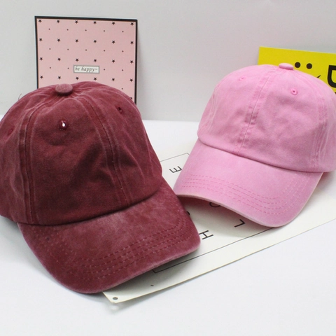 Kids Washed Cotton Baseball Cap Vintage Distressed Solid Color Sun Protection Hat For Boys Girls Adjustable Outdoor Casual Daily Accessory