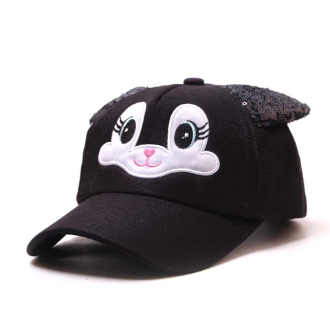Berretto da Baseball per Bambini Cartone Animato Coniglio Paillettes Orecchie Bestamato Cappello da Sole in Cotone Regolabile All'aperto