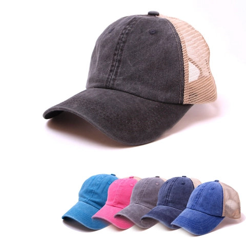 Gorra Trucker Unisex de Algodón Lavado Vintage Malla Transpirabile Ajustable Gorra de Béisbol para Protección Solar Diaria