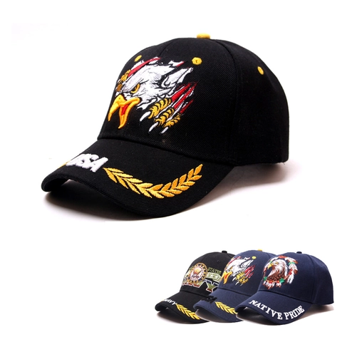 Cappello da Baseball Ricamato con Bandiera USA e Aquila Cotone Hip Hop Protezione Solare per Uomo Donna Navy Nero Patriottico