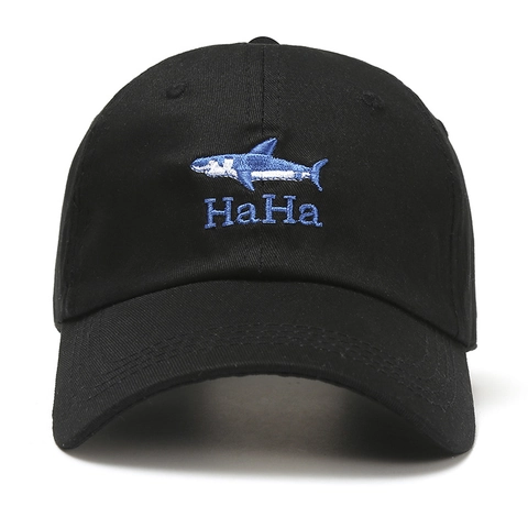 Versione Coreana Berretto da Baseball Casual con Ricamo Squalo Donna Moda Lettera HaHa Ricamata Protezione Solare Cappello