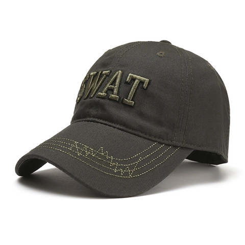 Men's SWAT Embroidered Baseball Cap Cotton Jungle Camouflage Sun Protection Outdoor Tactical Leisure Sports Adjustable Hat