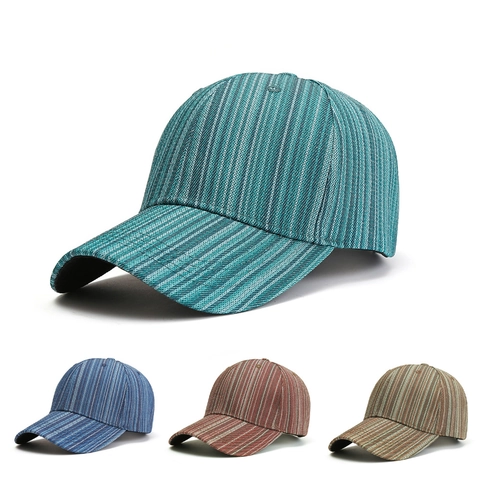 Cappello da Baseball a Righe in Cotone Minimalista per Uomo Donna Cappello da Sole All'aperto Regolabile Stile Vintage Casual