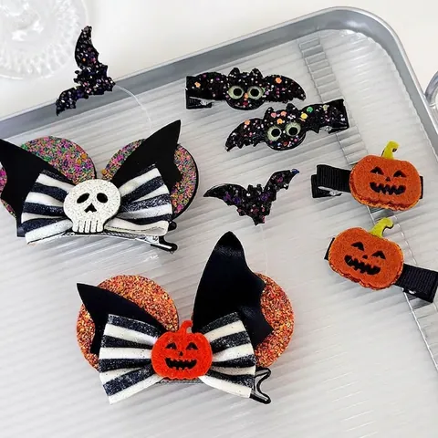 Halloween Haarklammern Für Kinder Kürbis Fledermaus Skelett Pailletten Schleife Haarschmuck Für Festival Cosplay Party Deko Haarnadeln