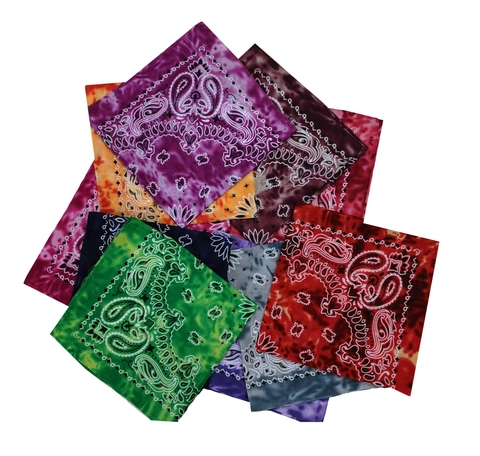 Western Style Tie-Dye Paisley Cotton Bandana Square Headscarf For Outdoor Sports Hip Hop Women Men Fashion Decorative Scarf