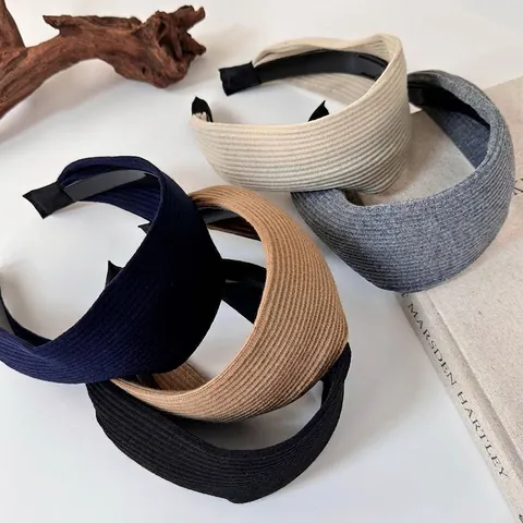 Cerchietto Largo a Maglia Vintage per Donna Antiscivolo in Tessuto a Costine Cerchietto Tinta Unita Accessori Capelli Quotidiani