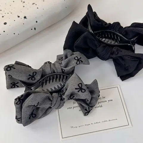 Elegante Molletta per Capelli a Grande Fiocco in Stile Coreano Supporto per Coda di Cavallo Rivestito in Tessuto per Donna