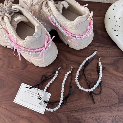 Balletcore Schleife Künstliche Perle Schuh Kette Dekoration Elegante Künstliche Perlen Charms Für Sneaker Stiefel Absätze Damen Mode Schuhzubehör