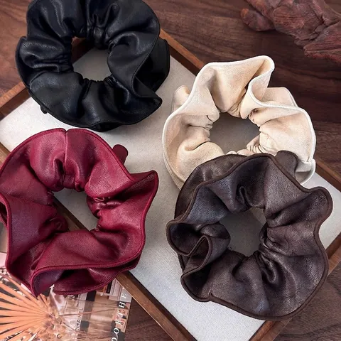 Vintage Elastici per Capelli Grandi in Pelle Artificiale Temperamento di Alta Classe Fasce Elastiche per Capelli Accessori Moda Donna