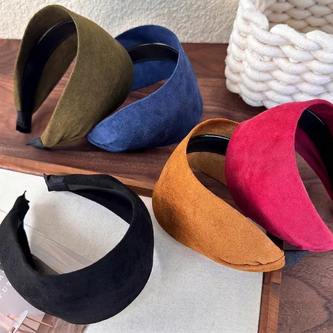 Damen Vintage Breiter Rand Haarreif Wildlederimitat Einfarbig Rutschfest Haarschmuck Retro Kopfschmuck Daily Accessoires